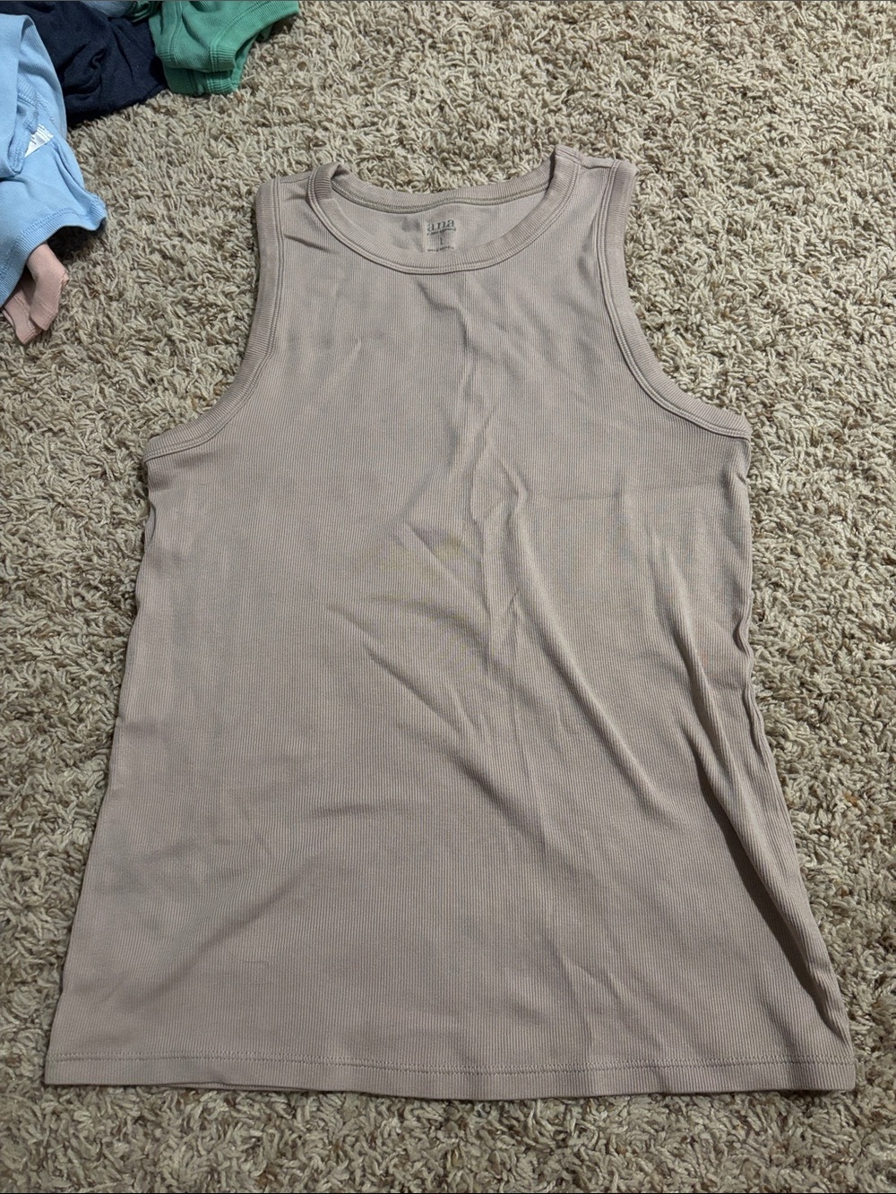 a.n.a Taupe Ribbed Sleeveless Tank Top